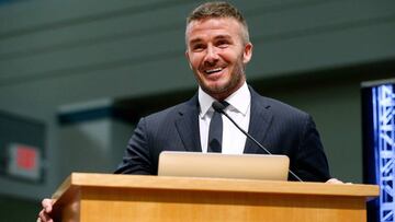 Beckham, en un acto de presentaci&oacute;n del Inter Miami.