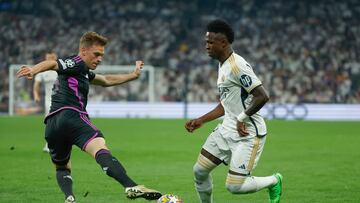 Kimmich y Vinicius, durante el Real Madrid-Bayern de vuelta de Champions en el Bernabéu.