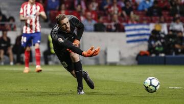 Jan Oblak (Atletico de Madrid) in action during the match La Liga match between Atletico de Madrid vs Betis CF at the Wanda Metropolitano stadium in Madrid, Spain, April 21, 2018.