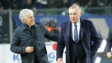 Gian Piero Gasperini y Carlo Ancelotti, en uno de los enfrentamientos entre el Atalanta y el Nápoles en 2018.