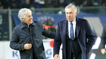 Gian Piero Gasperini y Carlo Ancelotti, en uno de los enfrentamientos entre el Atalanta y el Nápoles en 2018.