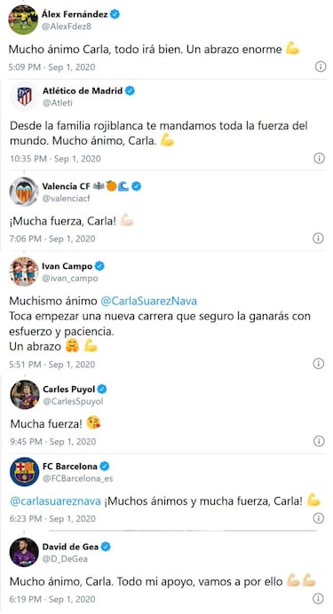 Impresionante apoyo del mundo del deporte y la sociedad a Carla: más de 6 mil mensajes