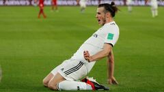 Soccer Football - Club World Cup - Semi-Final - Kashima Antlers v Real Madrid - Zayed Sports City Stadium, Abu Dhabi, United Arab Emirates - December 19, 2018  Real Madrid&#039;s Gareth Bale celebrates scoring their second goal   REUTERS/Andrew Boyers