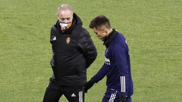 JIM, junto a Narv&aacute;ez en la sesi&oacute;n de entrenamiento de esta tarde en La Romareda.