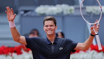 Belgium's Alexander Blockx celebrates beating Norway's Casper Ruud during their 2026 ATP Tour Madrid Open tennis tournament quarter-final singles match at the Caja Magica in Madrid, on April 30, 2026. (Photo by Thomas COEX / AFP)