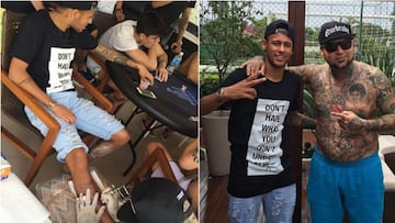 Neymar aprovecha su viaje a Brasil para hacerse más tatuajes