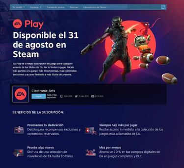 EA Play ya tiene fecha de lanzamiento en Steam