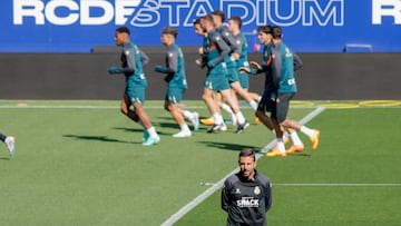 Luis García, durante un entrenamiento con el Espanyol.