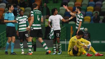 Gelson, con la camiseta de apoyo a Semedo durante el partido contra el Moreirense.