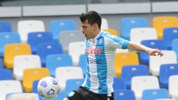Naples (Italy), 02/05/2021.- Napoli's forward Hirving Lozano in action during the Italian Serie A soccer match SSC Napoli vs Cagliari Calcio at the Diego Armando Maradona stadium in Naples, Italy, 02 May 2021. (Italia, Nápoles) EFE/EPA/CESARE ABBATE