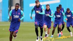 Umtiti, Piqu&eacute;, Pjanic e Ilaix se ejercitan en Sant Joan Desp&iacute; en la previa del partido.