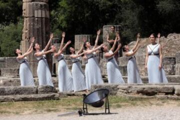 El perfecto ensayo del encendido de la llama olímpica