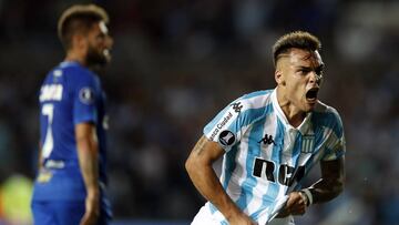 Buenos Aires, 27 Febrero 2018 Argentina
 COPA LIBERTADORES
 Racing Club vs Cruzeiro de Brasil en el Estadio Juan D Peron.
 Festejo de Gol Lautaro Martinez de Racing Club
 Foto Ortiz Gustavo
 