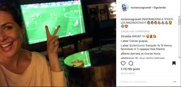 La presentadora Nuria Roca celebr¨® con toda su familia el triunfo.