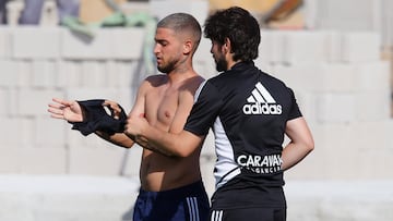 Luis Carbonell, durante un entrenamiento con el Real Zaragoza.