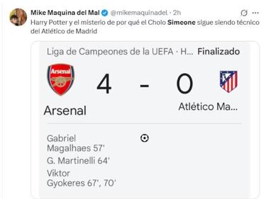 Los memes de Champions, sin piedad con la goleada del Arsenal al Atleti