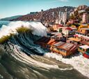 Muestran cómo sería un tsunami en Valparaíso, según la Inteligencia Artificial