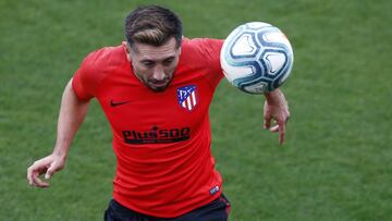 Herrera, en un entrenamiento con el Atlético.