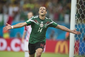 El gol más reciente de Javier Hernández en Mundiales fue ante Croacia en el Mundial de Brasil 2014, cuando aún era parte del Manchester United.