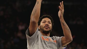 Derrick Rose, durante un calentamiento.