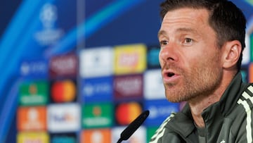 MADRID (ESPAÑA), 21/10/2025.- El entrenador del Real Madrid Xabi Alonso en rueda de prensa tras el entrenamiento del equipo en la Ciudad Deportiva de Valdebebas previo su partido de Liga de Campeones contra la Juventus de Turín de mañana. EFE/Sergio Pérez
