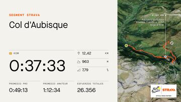 Perfil y datos en Strava de la subida al Col d'Aubisque, que se subirá en la decimoctava etapa del Tour de Francia.