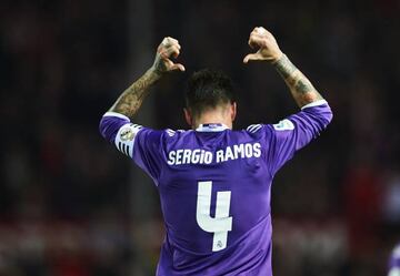 Ramos celebrates after scoring Real's second goal.