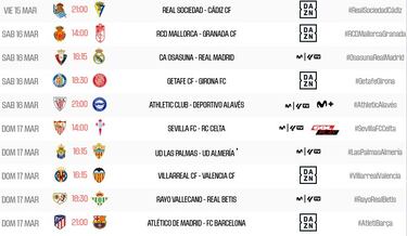 El Atlético-Barça, el domingo 17 de marzo a las 21:00