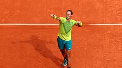 PARIS, FRANCE - JUNE 05: Rafael Nadal of Spain celebrates after winning against Casper Ruud of Norway during the Men's Singles Final match on Day 15 of The 2022 French Open at Roland Garros on June 05, 2022 in Paris, France. (Photo by Ryan Pierse/Getty Images) 
PUBLICADA 06/06/22 NA MA03 5COL