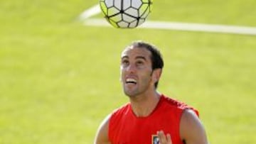 Godín, durante un entrenamiento.