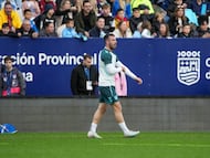 Puga, en el entrenamiento a puertas abiertas del Málaga.
