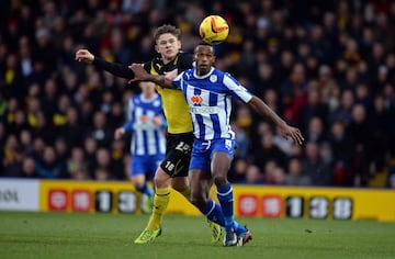 José Semedo en un partido entre el Watford y el Sheffield Wednesday.