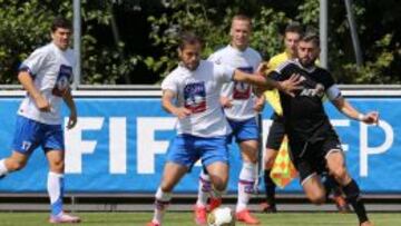 Imagen del encuentro entre la Selñección AFE y la República Checa, en el Troeno FIFPRO.