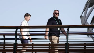 (R-L) Wayne Rooney and Kai Rooney on day twelve of the 2022 Wimbledon Championships at the All England Lawn Tennis and Croquet Club, Wimbledon. Picture date: Friday July 8, 2022. (Photo by Steven Paston/PA Images via Getty Images)