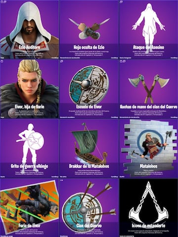 Todos los objetos de Assassin&#039;s Creed en Fortnite