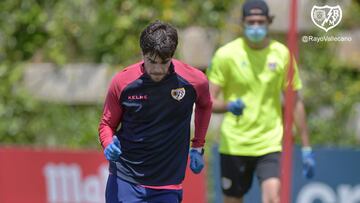 Pozo, durante un entrenamiento del Rayo.