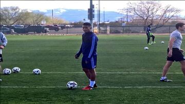 Yangel Herrera durante su primer entrenamiento con el New York City.