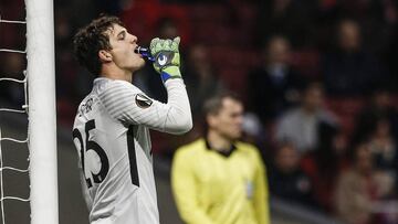 Axel Werner, durante el Atlético-Lokomotiv, último debutante de los rojiblancos.