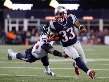 Dion Lewis logró anotar el primer touchdown del partido gracias a un pase de 13 yardas de Tom Brady. 7- 0.