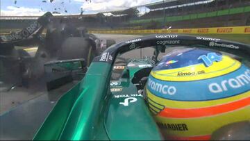 Accidente entre Ocon y Alonso en Interlagos, GP de Brasil de F1 2023.