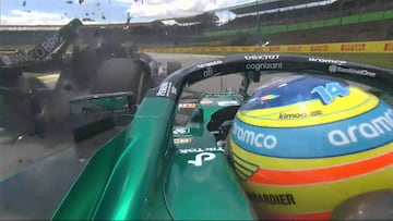 Accidente entre Ocon y Alonso en Interlagos, GP de Brasil de F1 2023.