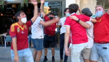 La afici&oacute;n celebra el pase de Espa&ntilde;a a las semifinales de la Eurocopa 2020. 