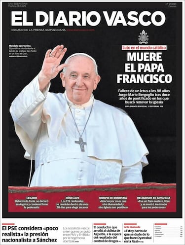 Las portadas de todo el mundo lloran la muerte del papa Francisco