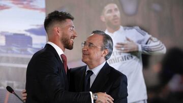 Sergio Ramos y Florentino P&eacute;rez en un acto del Real Madrid.