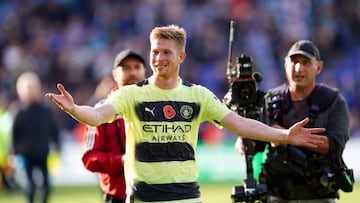 Manchester Citys Kevin De Bruyne after the Premier League match at the King Power Stadium, Leicester. Picture date: Saturday October 29, 2022. (Photo by David Davies/PA Images via Getty Images)