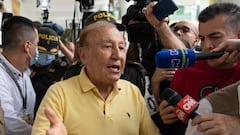 Rodolfo Hernandez, independent presidential candidate, speaks to members of the media after casting a ballot at a polling location during the first-round presidential election in Bucaramanga, Colombia, on Sunday, May 29, 2022. Colombians are voting for president Sunday in an unpredictable election that pits an ex-guerrilla, a conservative former mayor and a wild card anti-establishment business magnate against each other in a contest that may not be decided until a runoff next month. Photographer: Natalia Ortiz Mantilla/Bloomberg via Getty Images