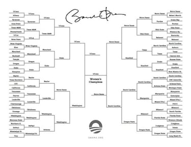 Obama continúa con la labor presidencial y hace el 'bracket'