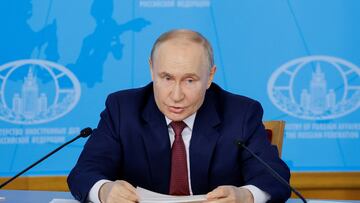 Russia's President Vladimir Putin delivers a speech during a meeting with the leadership of the Russian foreign ministry in Moscow, Russia June 14, 2024. REUTERS/Maxim Shemetov