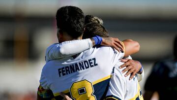 BUENOS AIRES, ARGENTINA - APRIL 01: Guillermo Fernandez of Boca Juniors celebrates after scoring the team's third goal during a match between Barracas Central and Boca Juniors as part of Liga Profesional 2023  at Estadio Claudio Chiqui Tapia on April 01, 2023 in Buenos Aires, Argentina. (Photo by Marcelo Endelli/Getty Images)