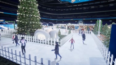 Una pista de hielo alrededor de un árbol.